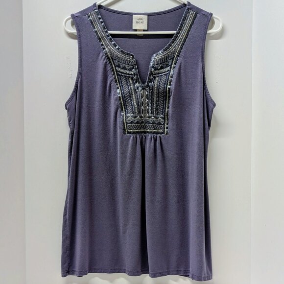 Knox Rose Embellished Tunic Tank Top in Lavender - Picture 1 of 9